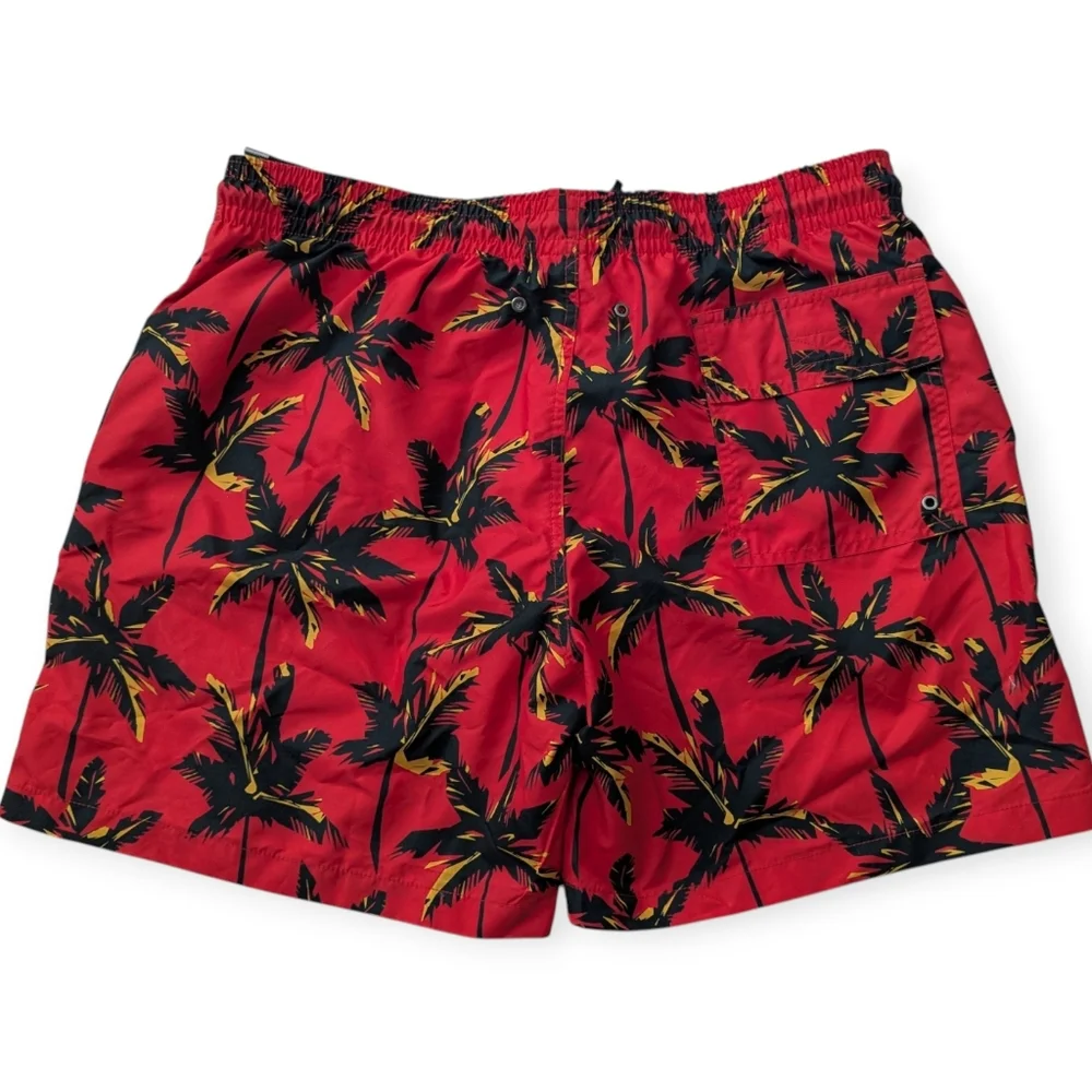 Rodd & Gunn Thompsons Cove Crimson Red Swim Trunks with Palm Tree Print Size XL